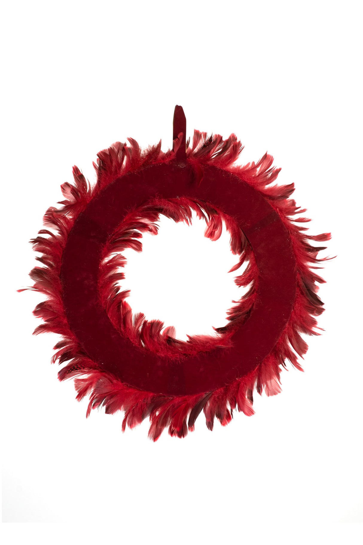 22" Hanging Burgundy Feather Wreath
