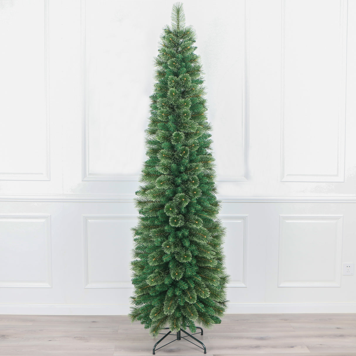 72" Green Pvc Fir Needle Warm White LED Pencil Tree