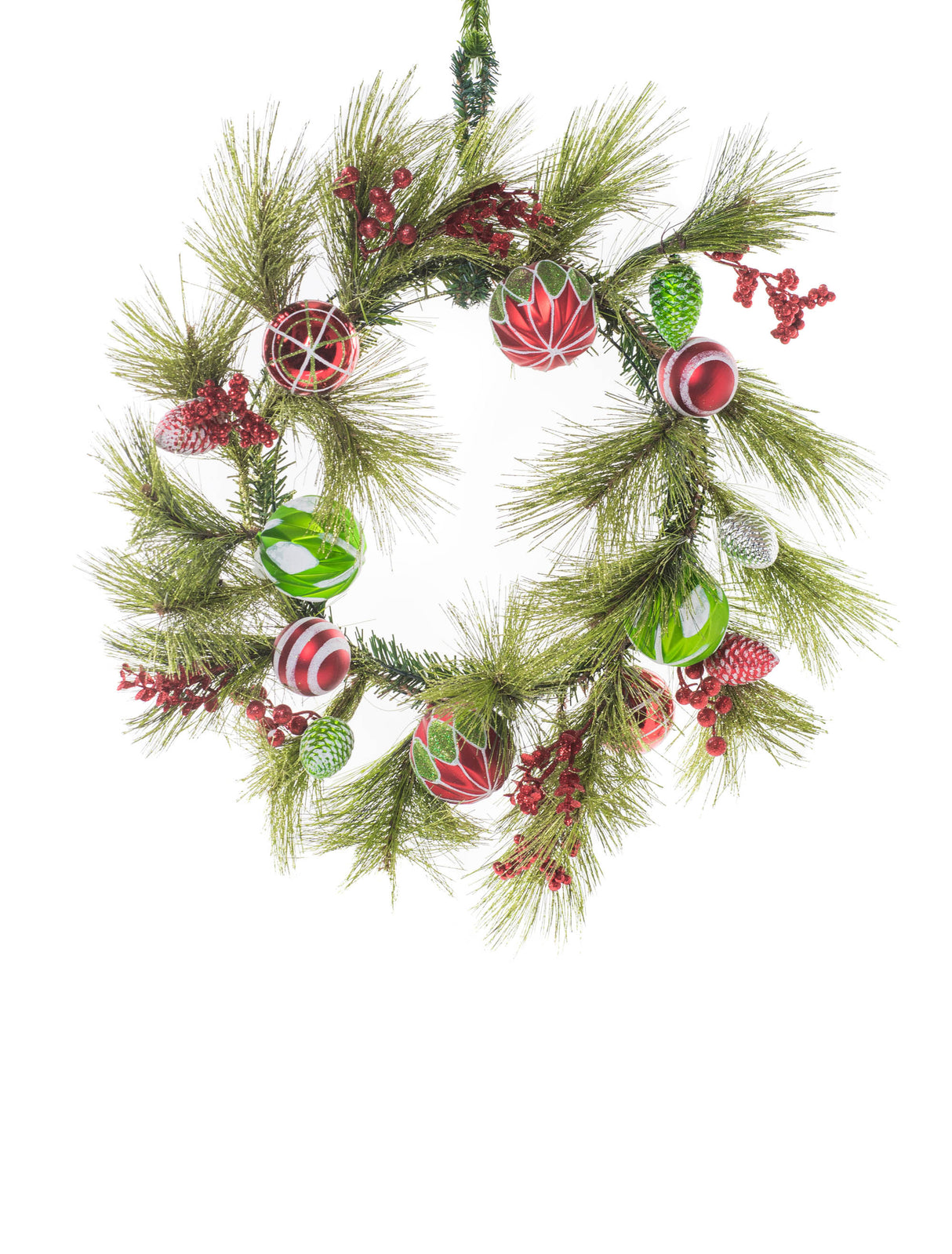24" Green Pvc Ornament Wreath withBerries