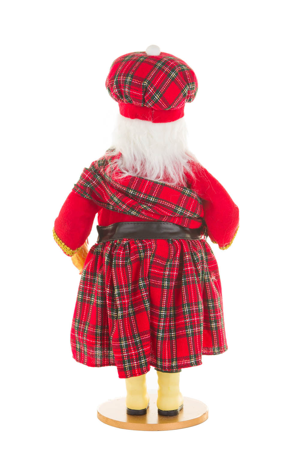 19" Red and Black Cloth Scottish Santa Figurine with Bagpipes