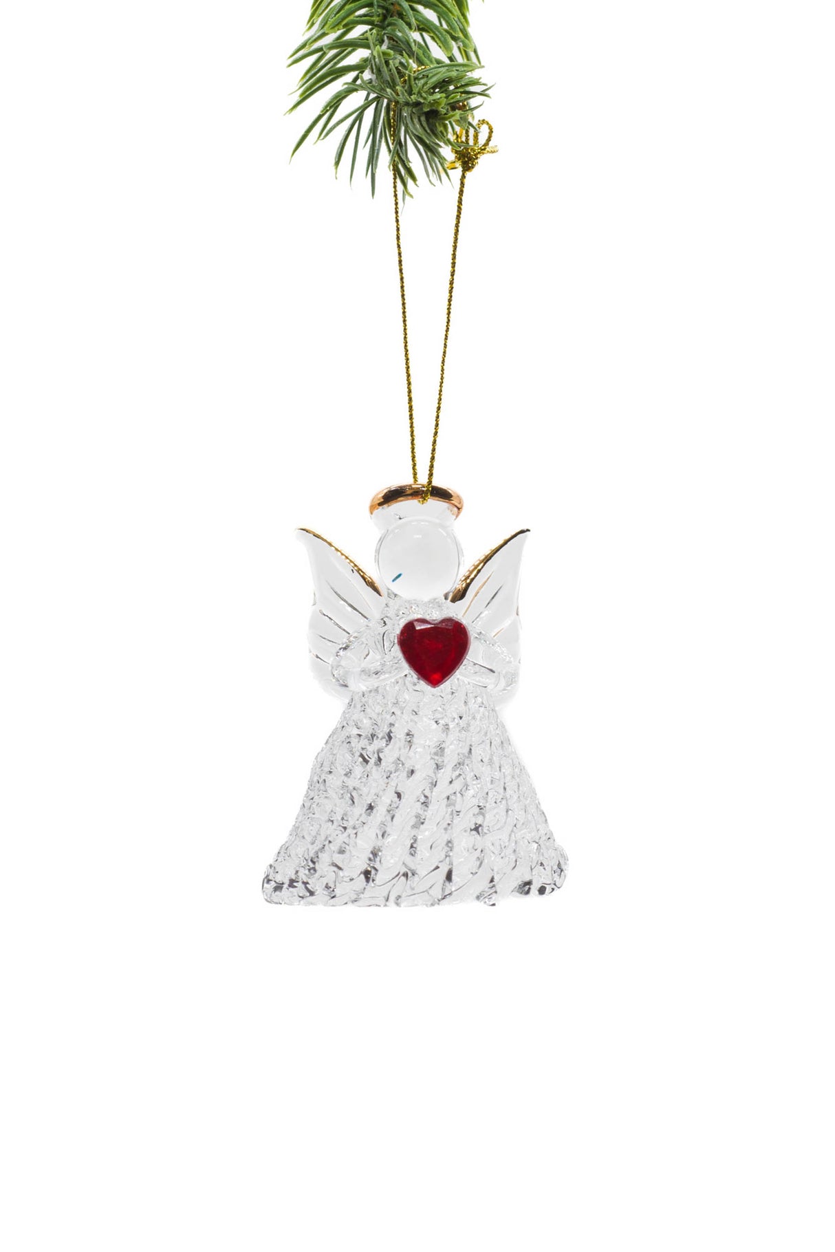 3" Hanging Pearline Clear Glass Crystal Angel Ornament with Heart