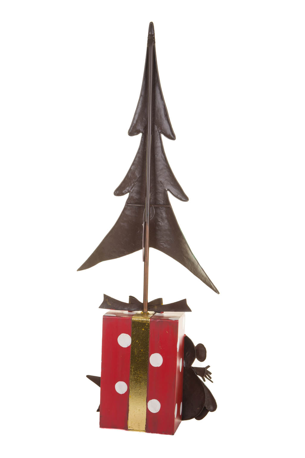 31" Red Metal Teddy Bear Table Top Ornament