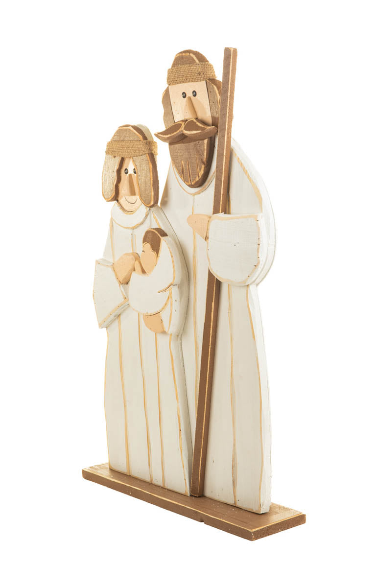 34" White and Brown Wood Nativity Ornament