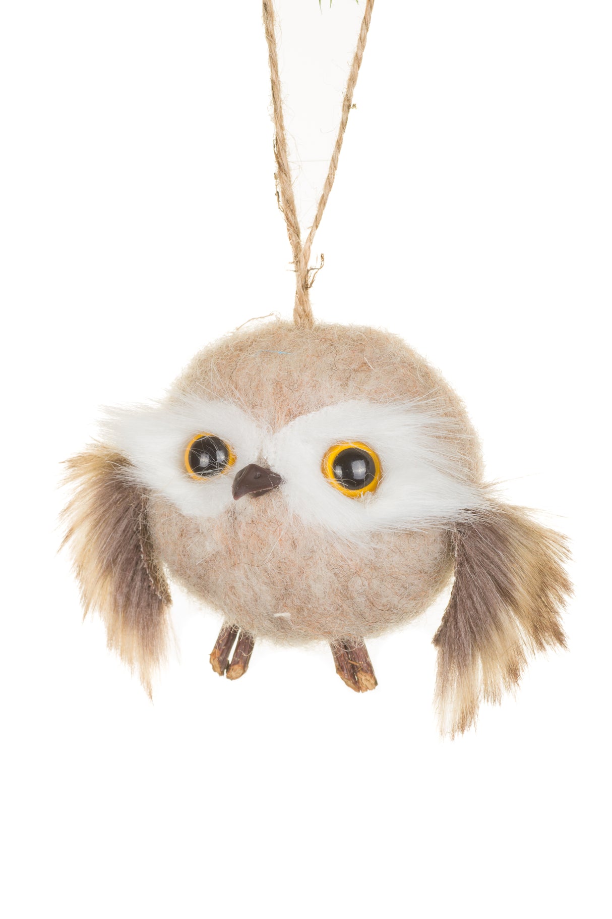3.5" Hanging Brown Fabric Owl Chick Ornament