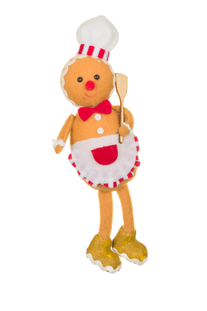 7.5" Hanging White Fabric Chef Gingerbread Boy Doll