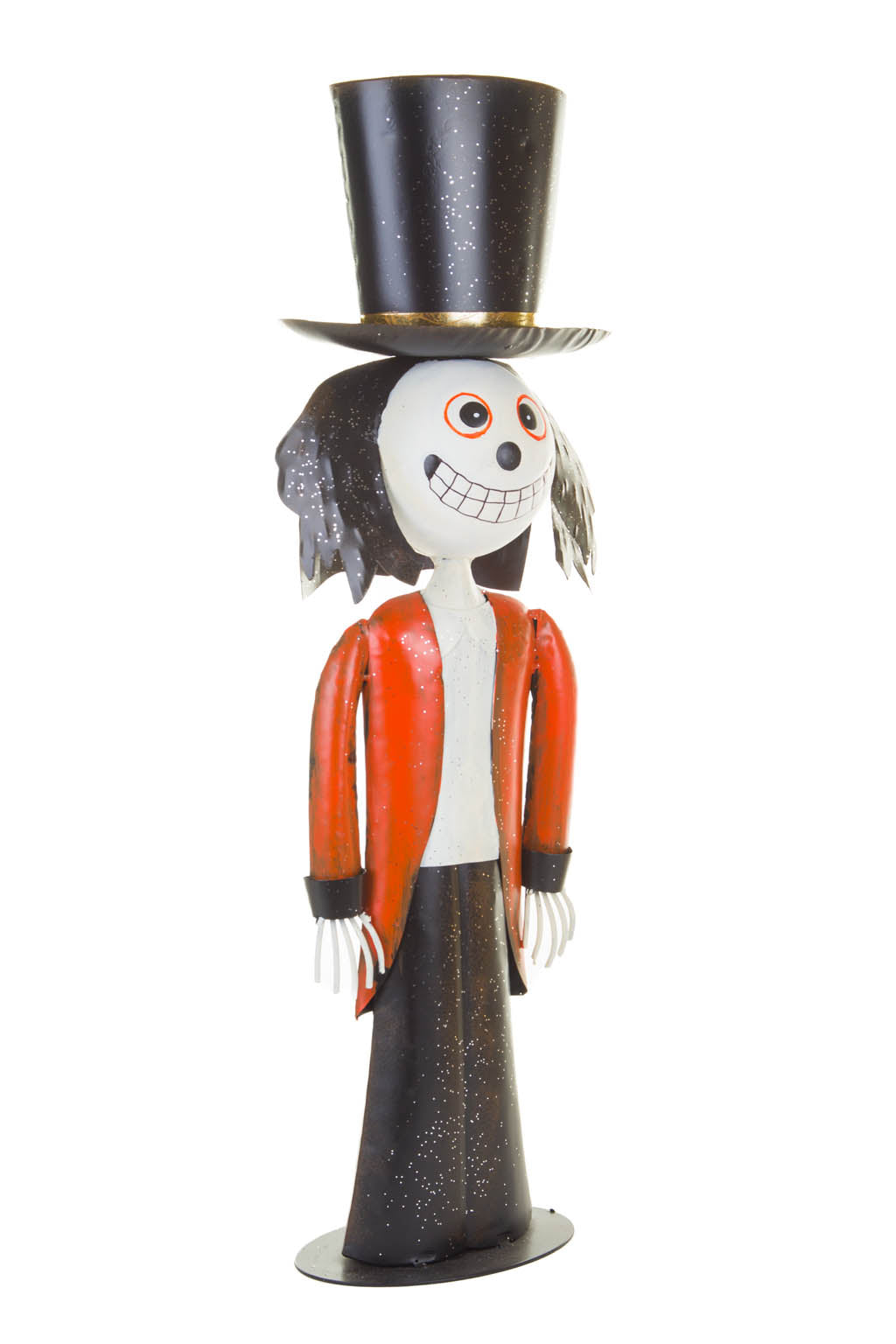 27.5" Black and White Metal Mr. Skellington Figure