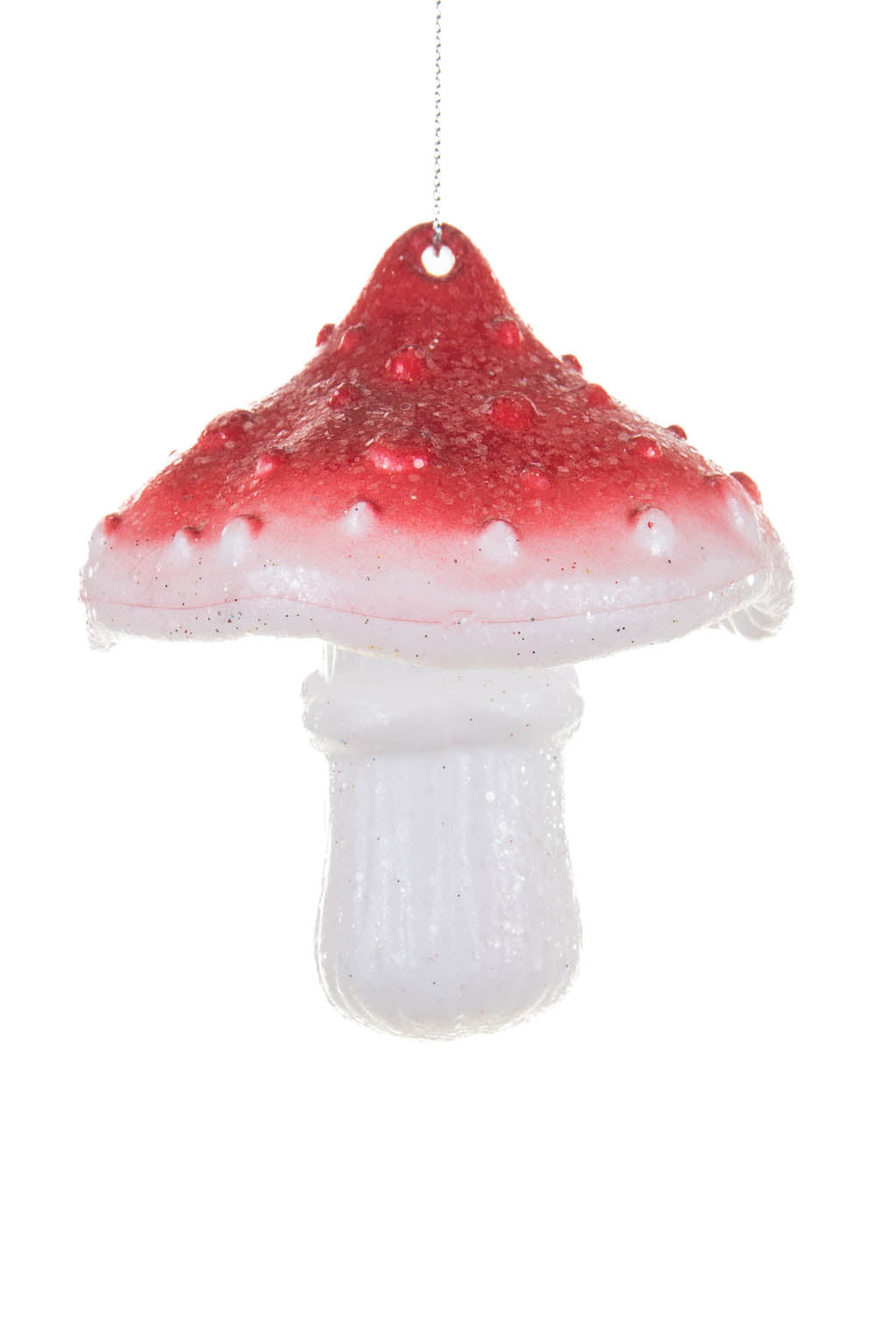 3.5" Hanging Red and White Acrylic Mushroom Ornament