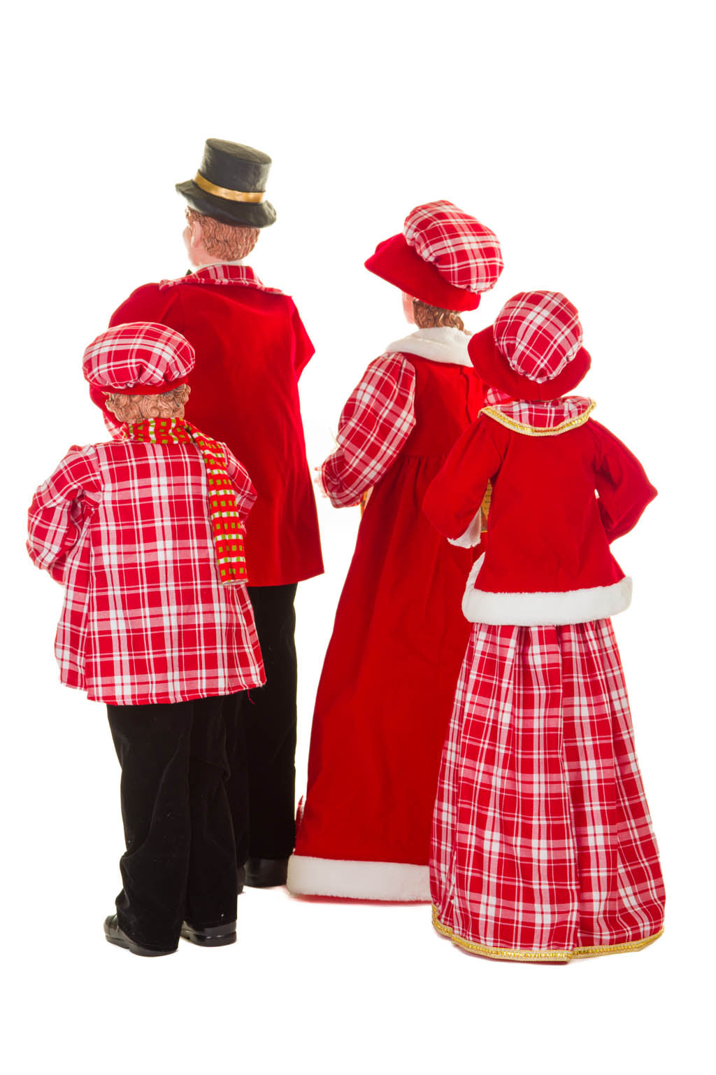 41.5" Set of 4 Red and Black Cloth Jolly Caroler Set