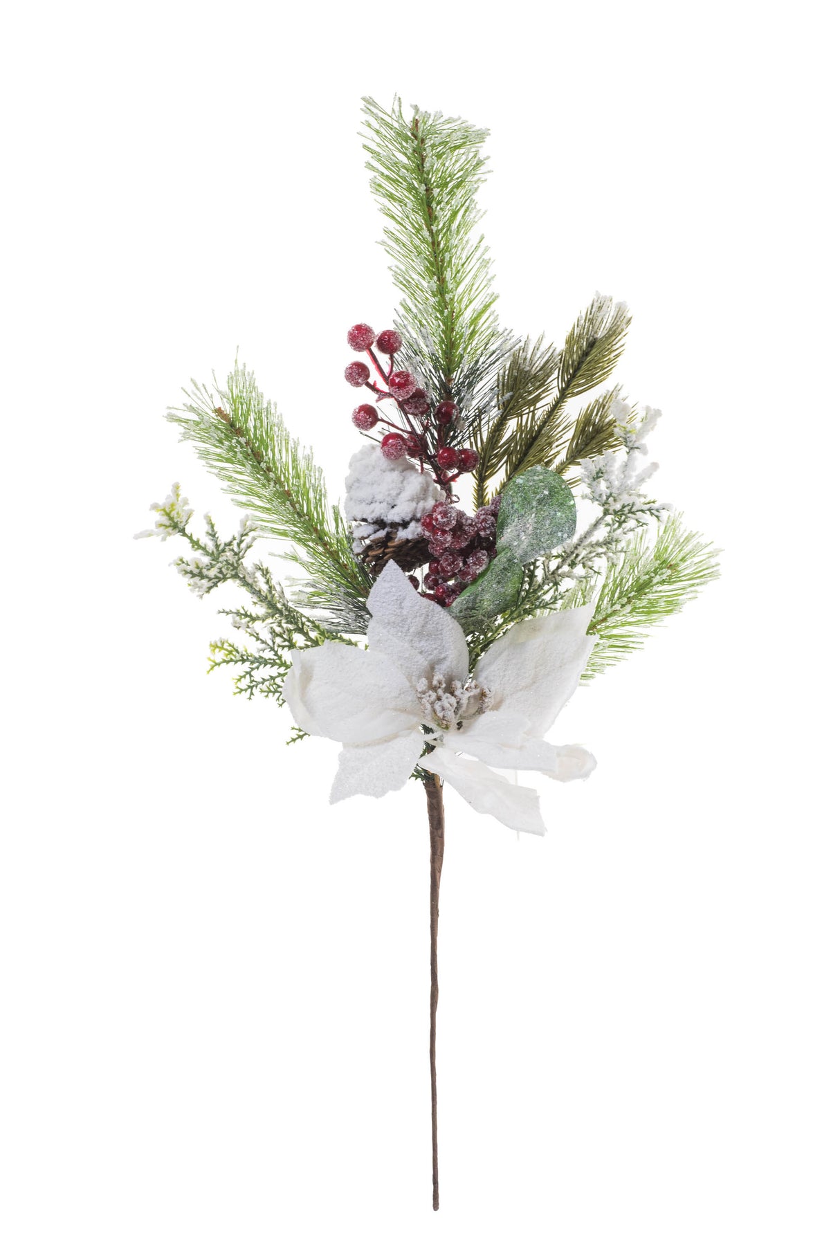 25" Green Pvc Poinsettia Spray with Red Berries