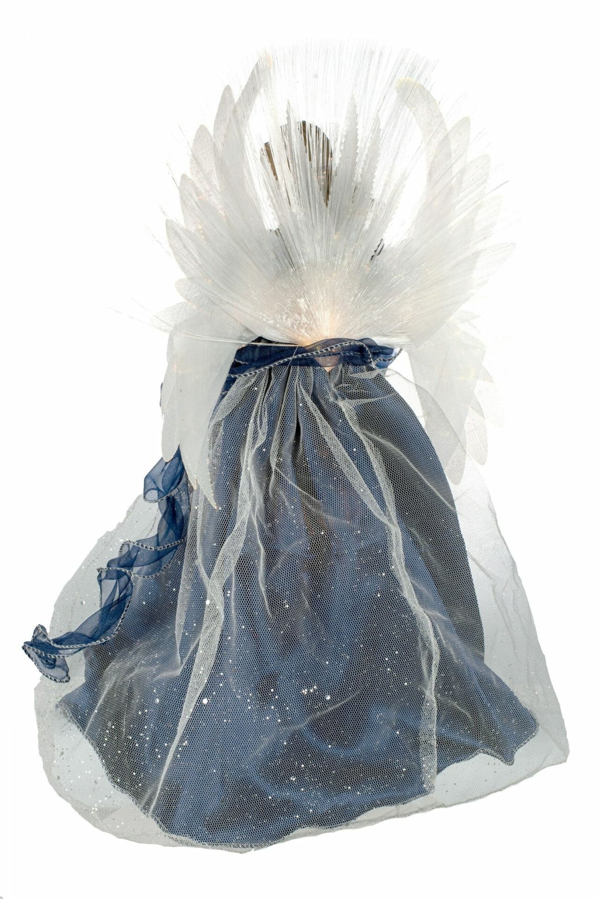 18" Blue Cloth Large Modern Fiber Optic Angel Tree Topper