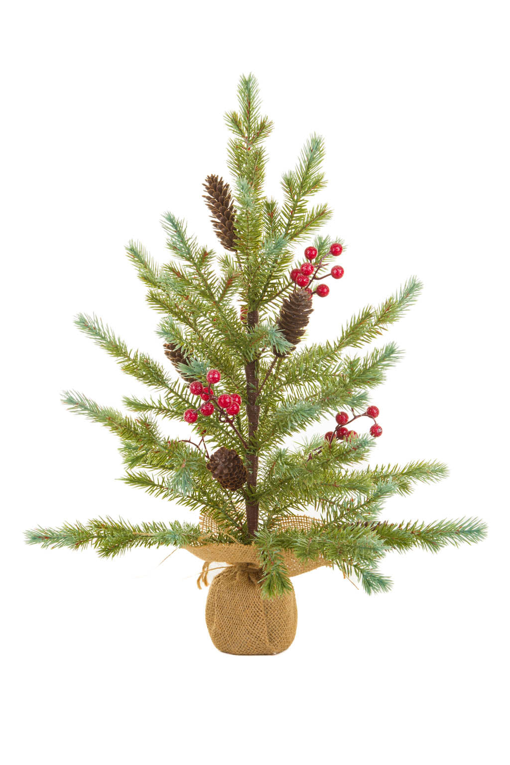 23.5"Green Pvc Christmas Tree with Berries and Pinecones