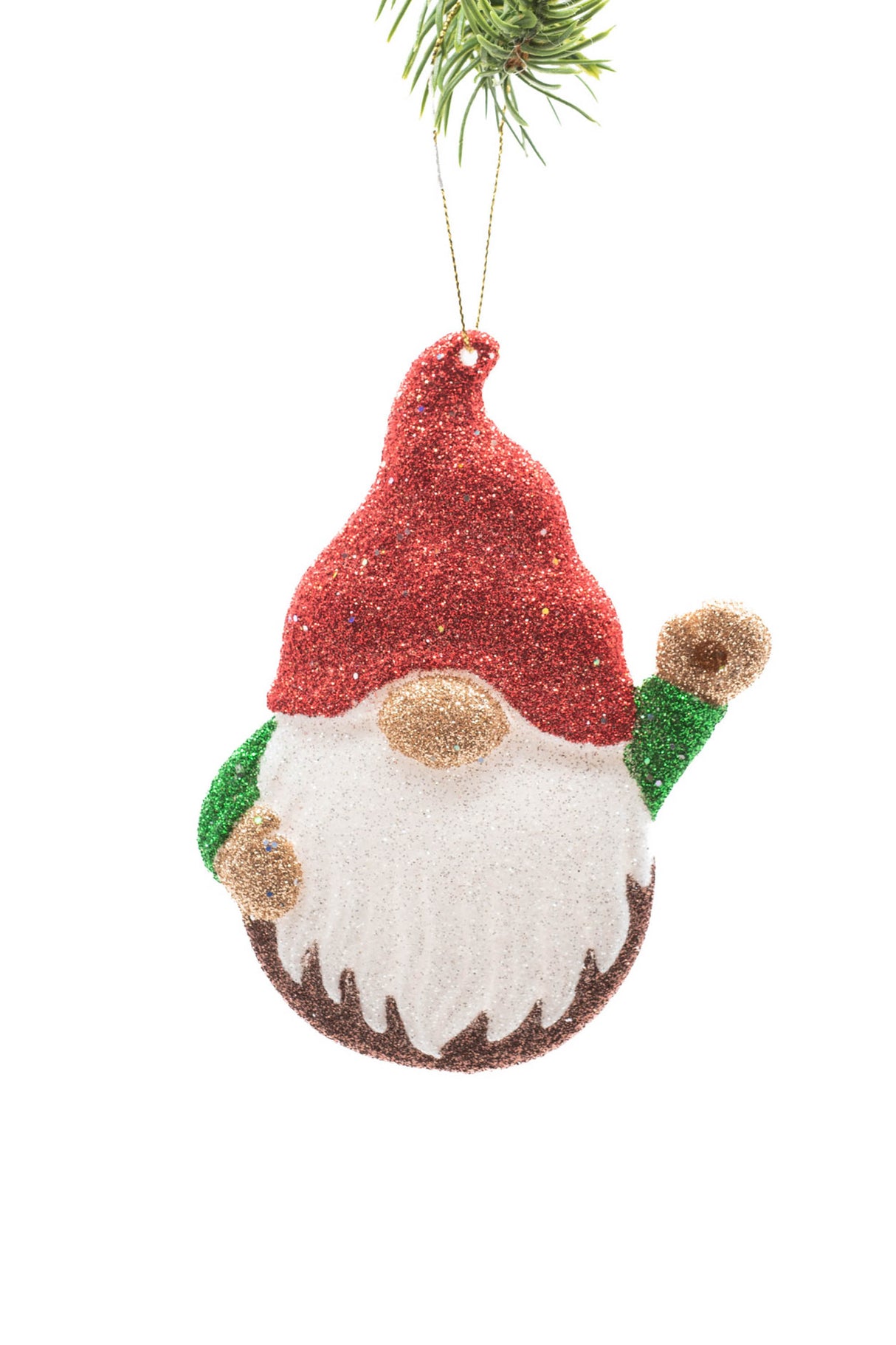 5" Hanging Red Plastic Waving Gnome Ornament