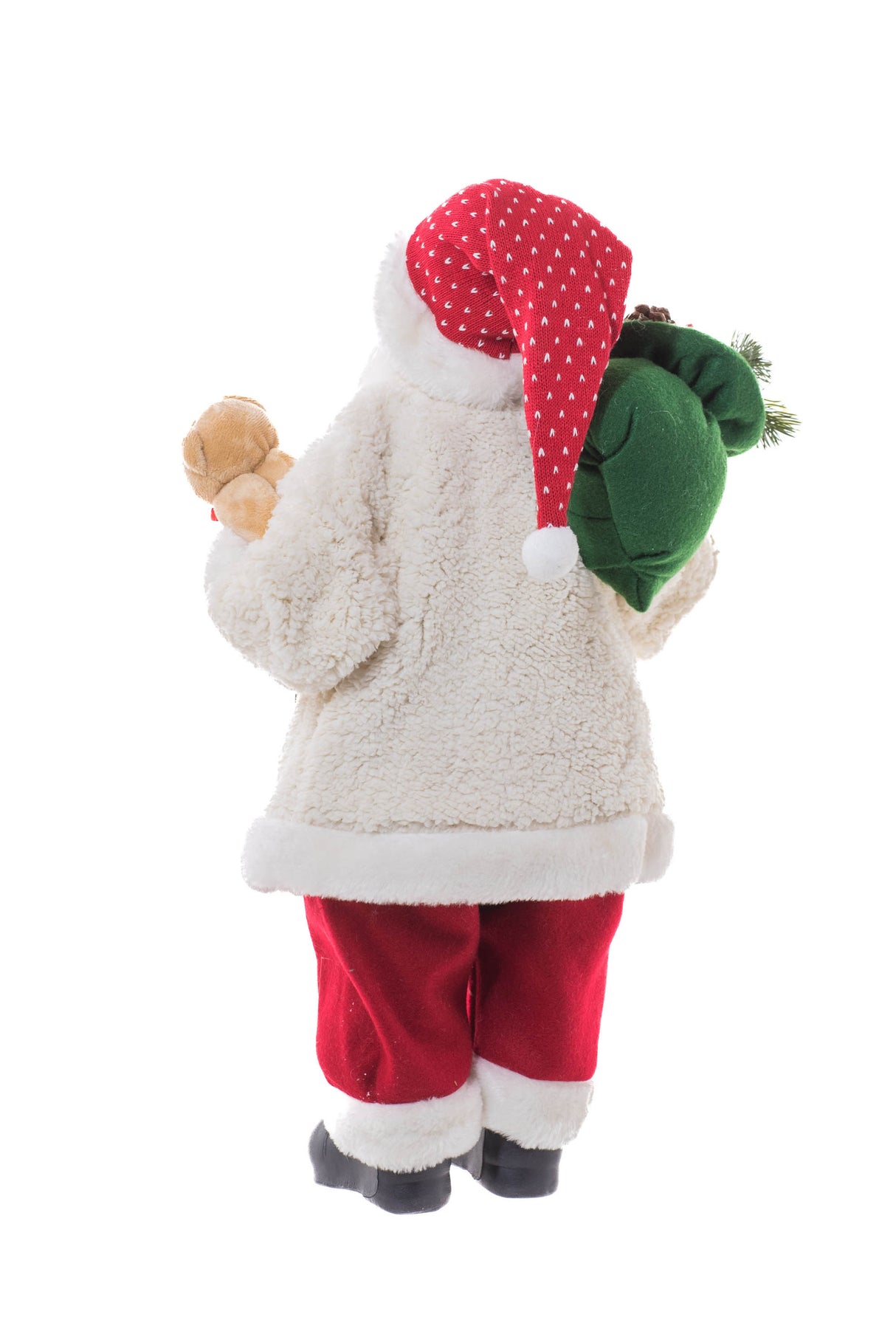 24" White and Red Cloth Santa Figurine with Teddy Bear