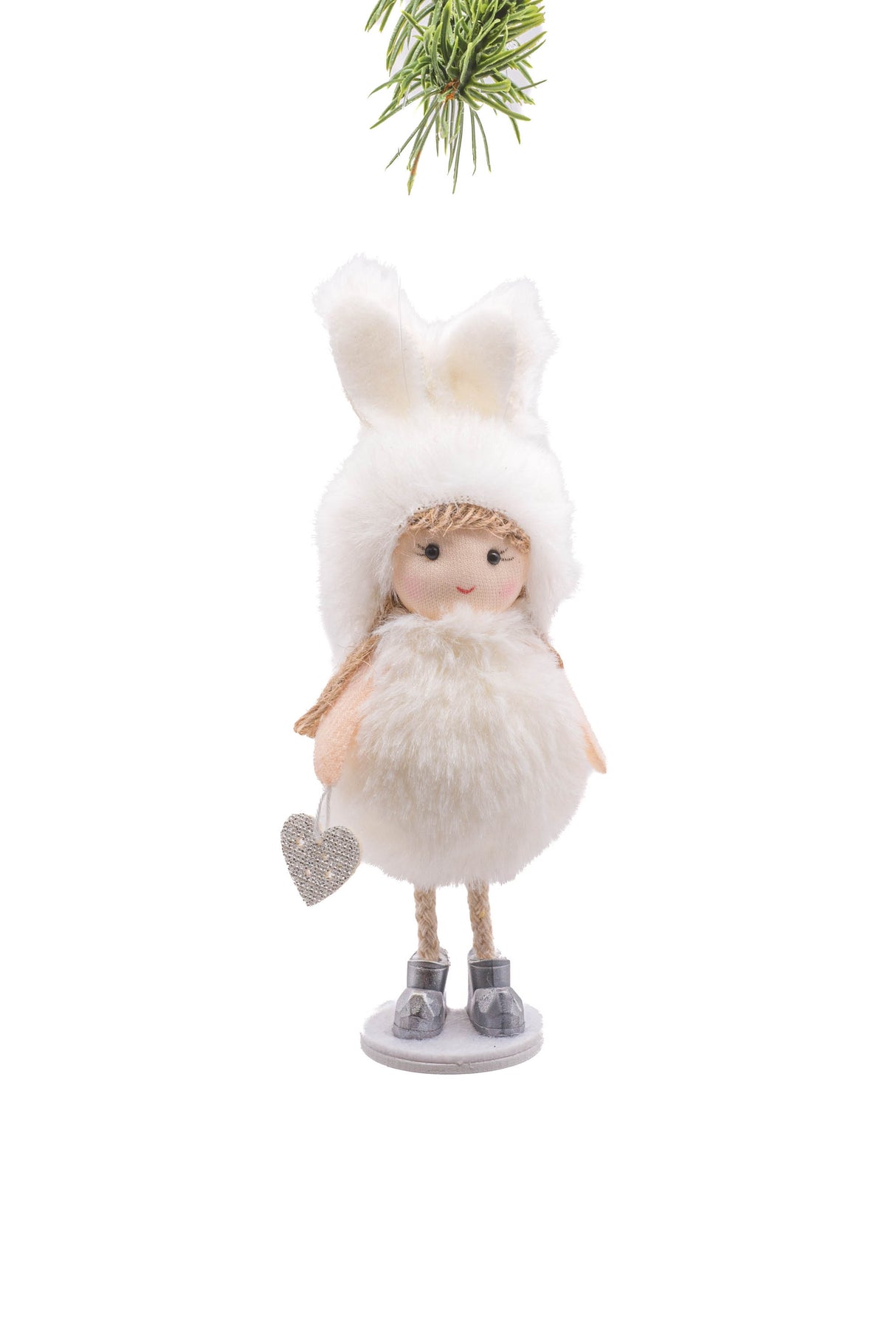 6.5" White Cloth Bunny Girl Doll