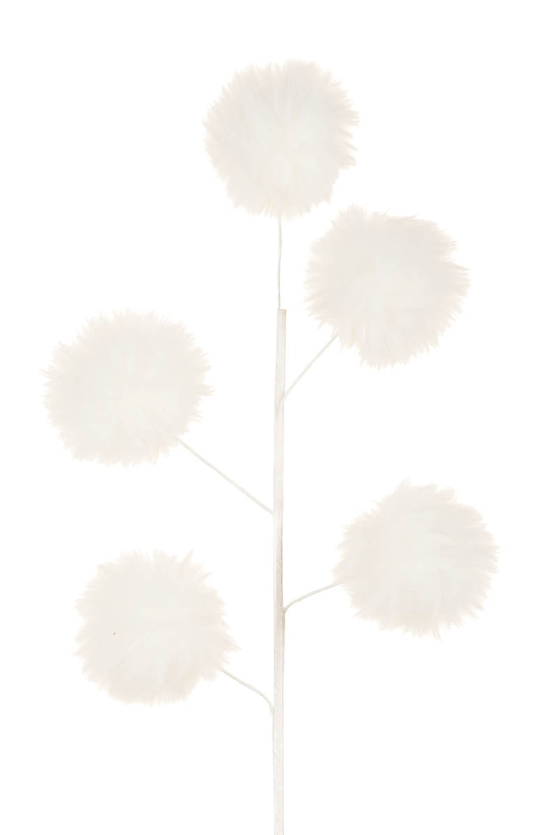 24" Fluffy White Fabric Bulb Tree Pick