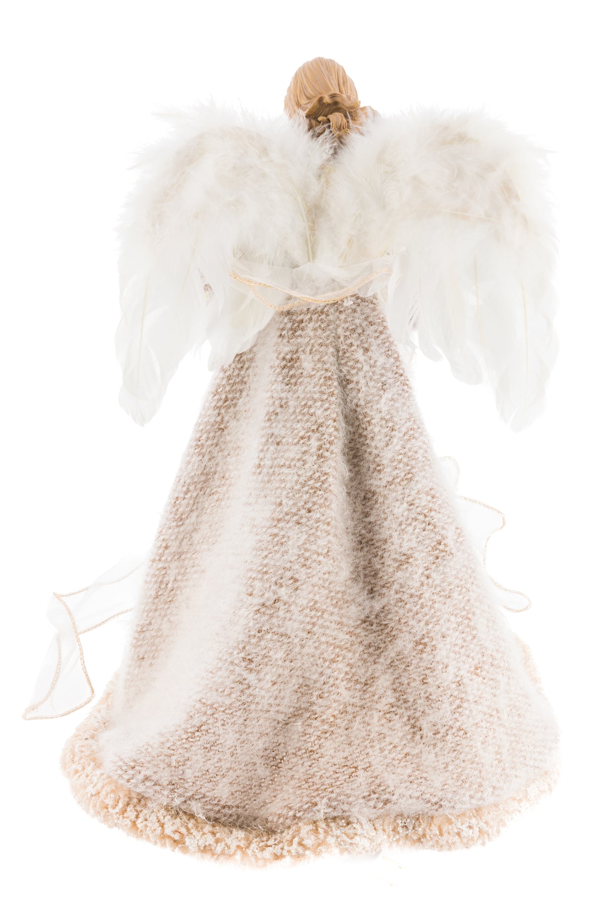 16.5" Gray and Green Fabric Forest Guardian 10-Light Angel Tree Topper