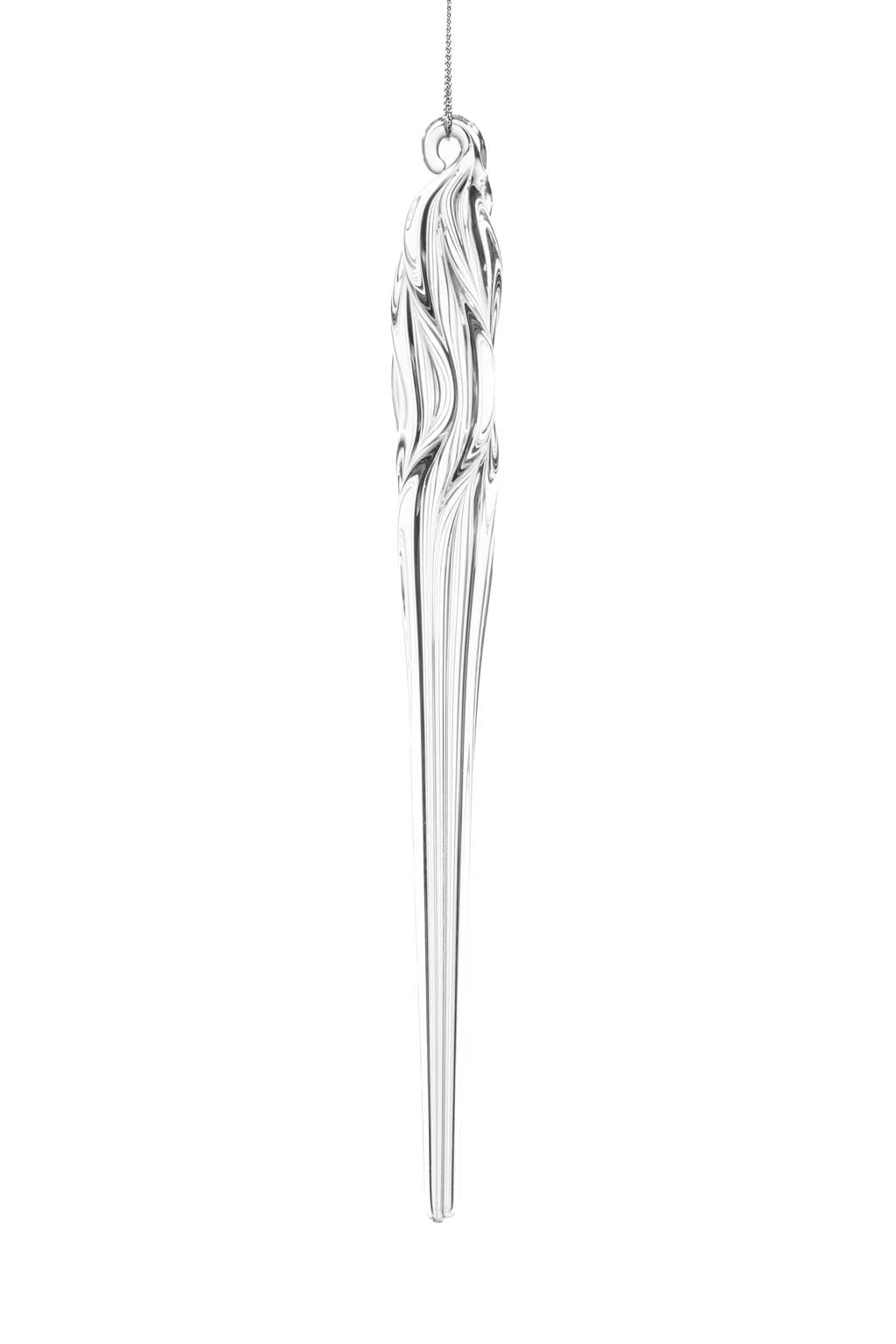 9.5" Hanging Clear Glass Icicle Ornament
