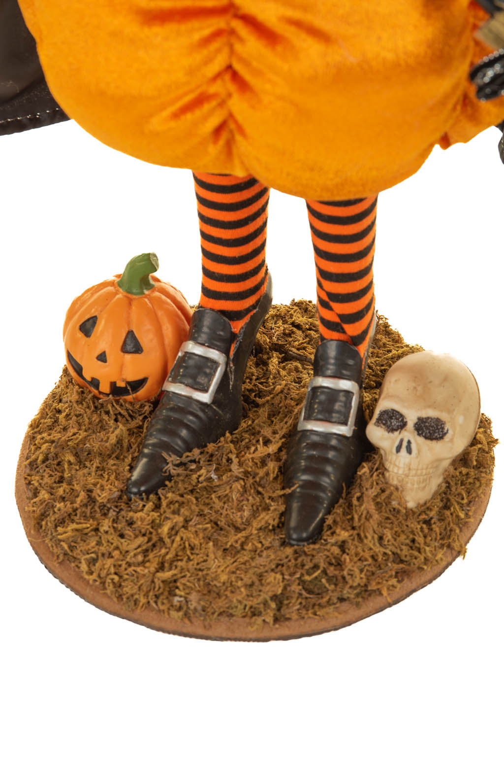 20" Sequin Black and Orange Polyester Pumpkin Witch Figure