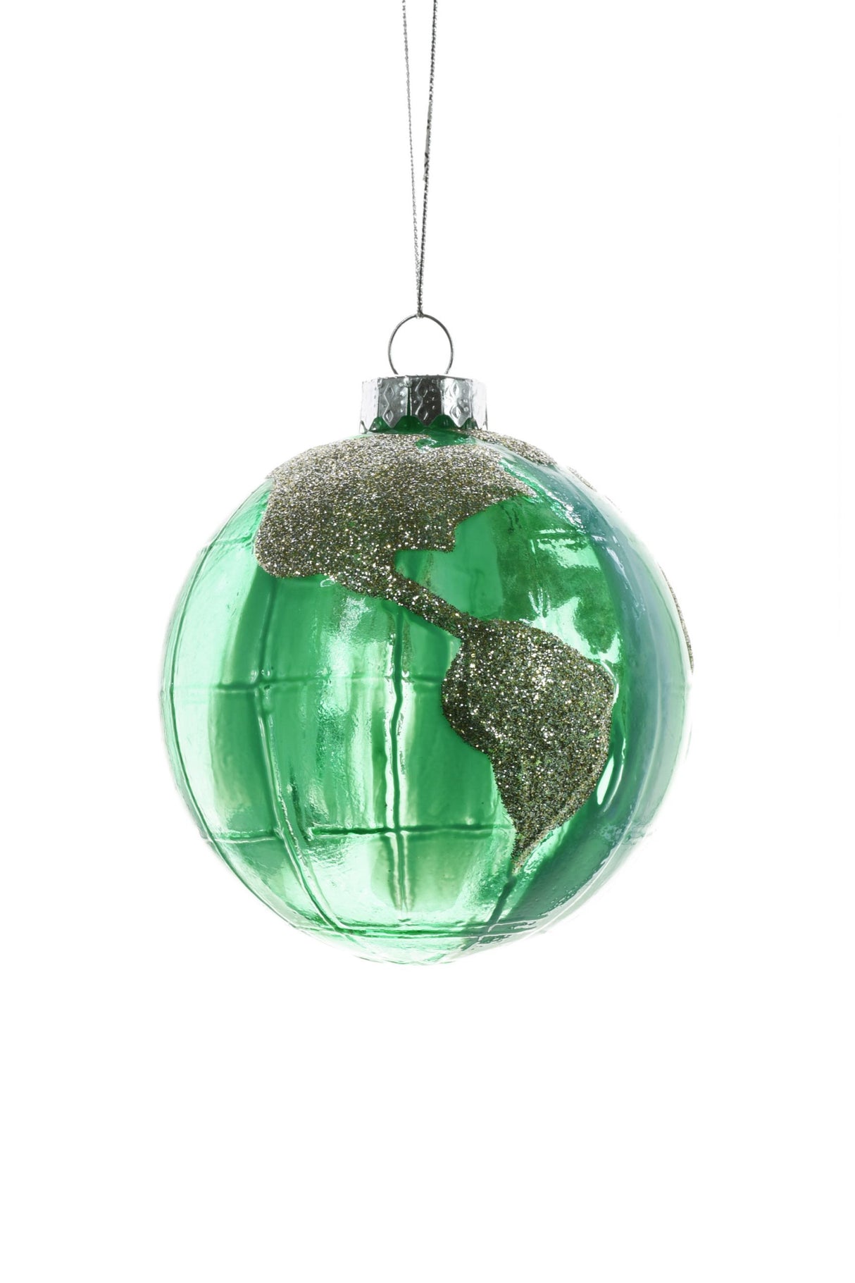 3.5" Hanging Green and Teal Glass Globe Ornament