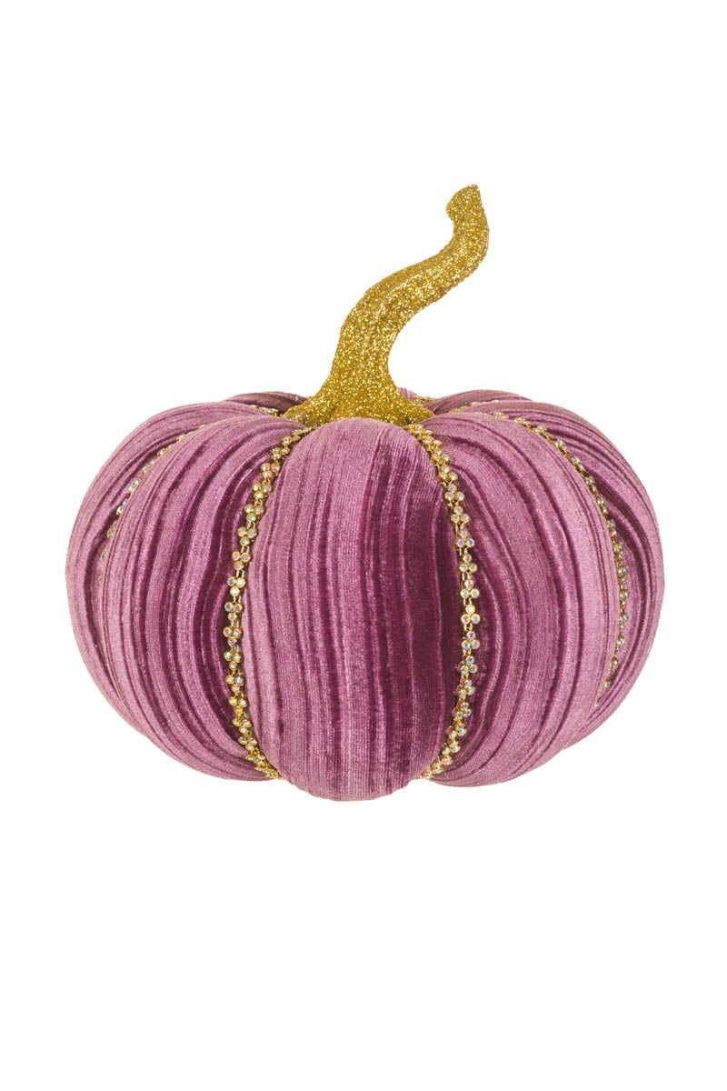 7.825" Glossy Royal Purple Velveteen Pumpkin Accent