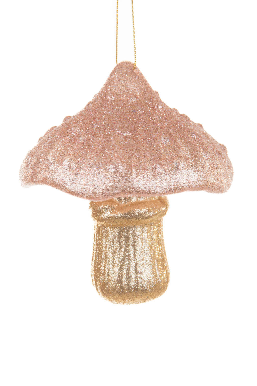 3.5" Hangable Champagne and Gold Acrylic Mushroom Ornament