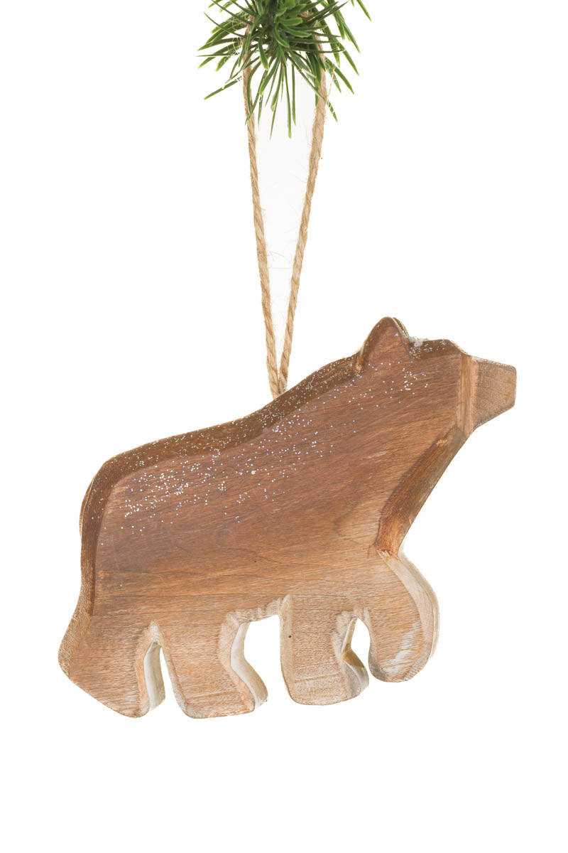 4.5"Umber Wooden Grizzly Bear Ornament