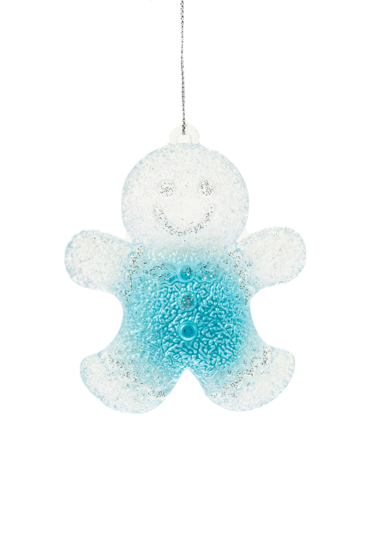 4" Hanging Blue and Clear Gingerbread Cookie Ornament