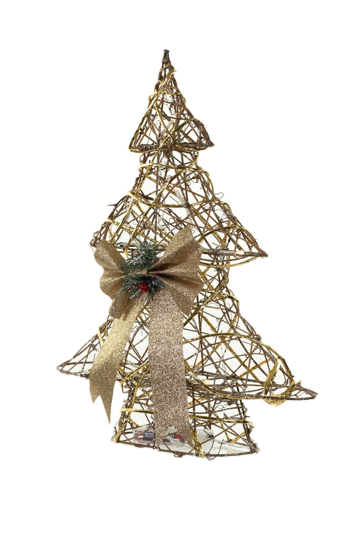 15.5" Gold Twigs Christmas Tree 10-Light Decoration