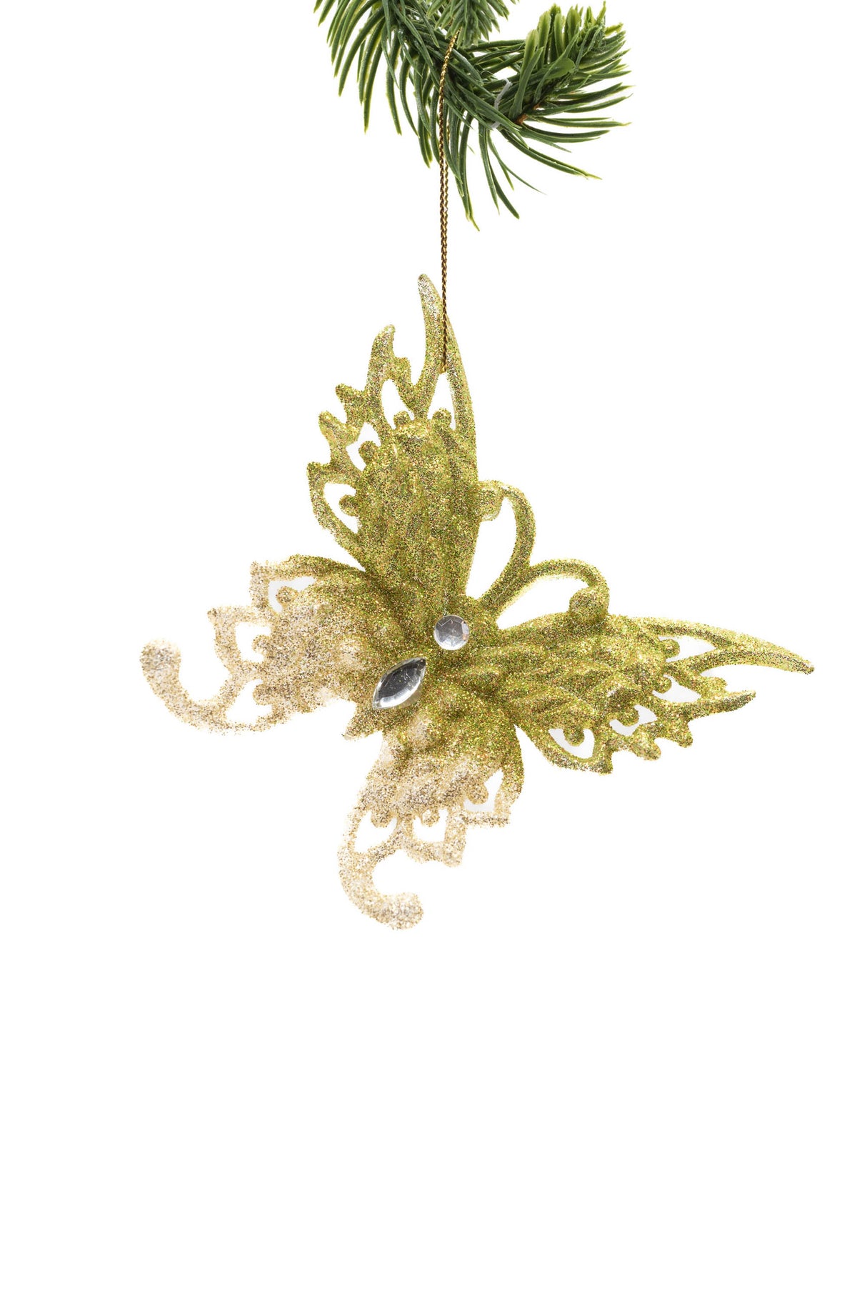 5"Hanging Gold and Cream Plastic Butterfly Ornament