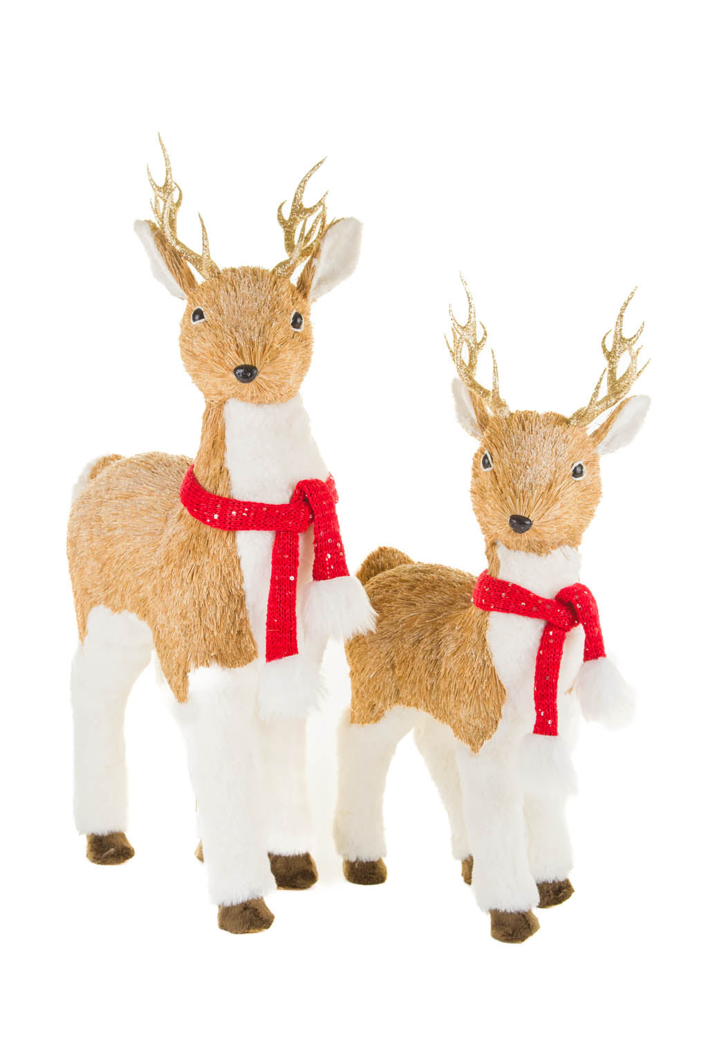 23.5" White and Brown Foam Reindeer Figurine with Scarf