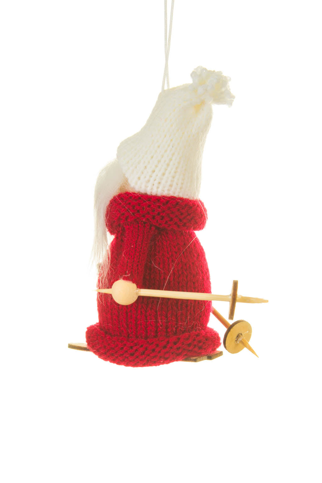 4" Hanging Burgundy Foam Skiing Santa Ornament with Star Shirt