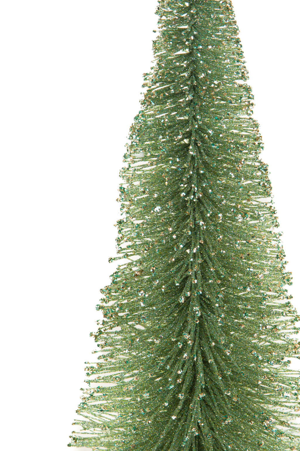 12"Green and Silver Wood Decorative Tree with Wooden Base