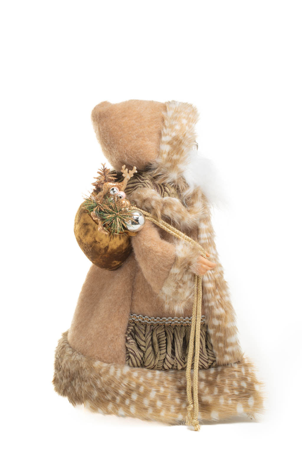 19" Beige and Gold Woolen Nordic Santa Figurine with Scepter