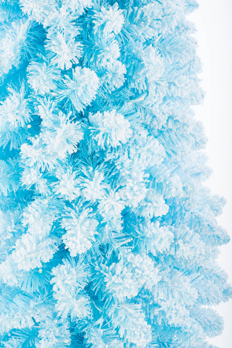 94" Flocked Sky Blue Plastic Fir Tree