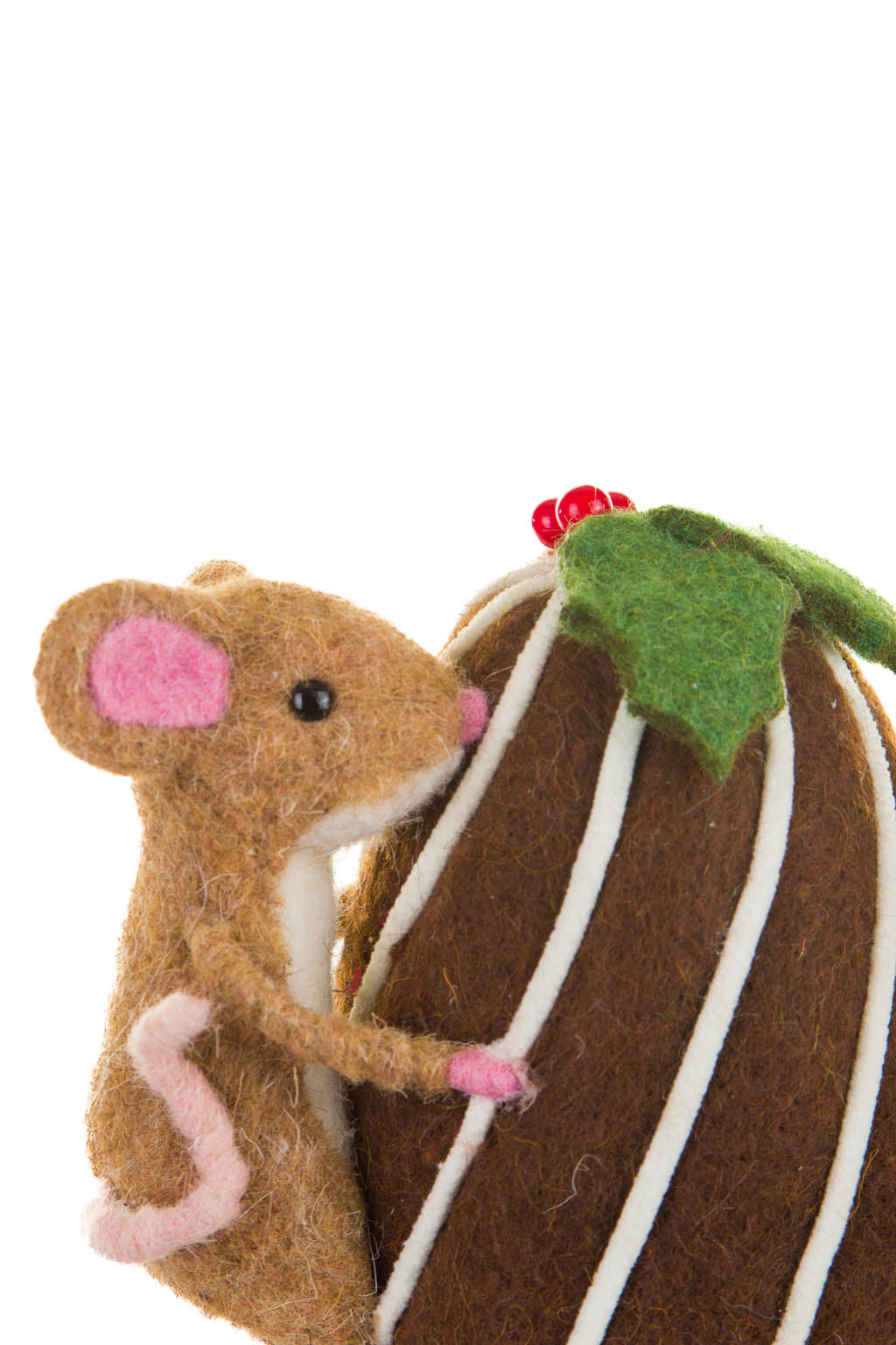 5.5" Brown Fleece Mouse Figure with Swirly Cake