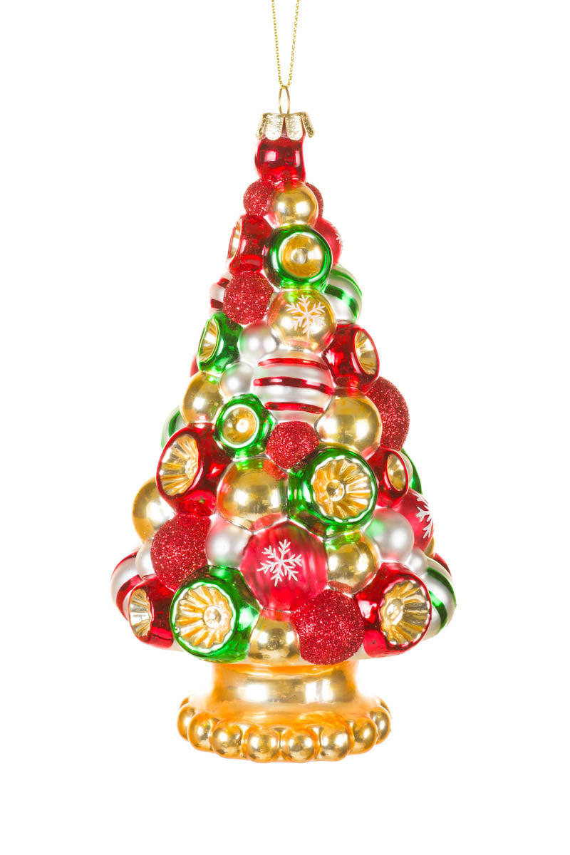 7" Hangable Red and Gold Glass Christmas Bulb Tree Ornament