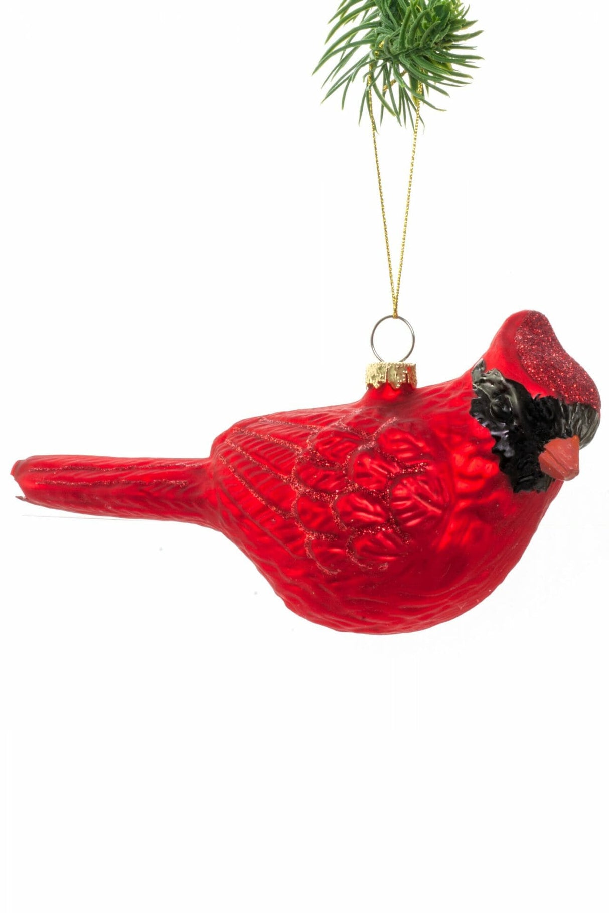 6" Hanging Red Glass Cardinal Ornament