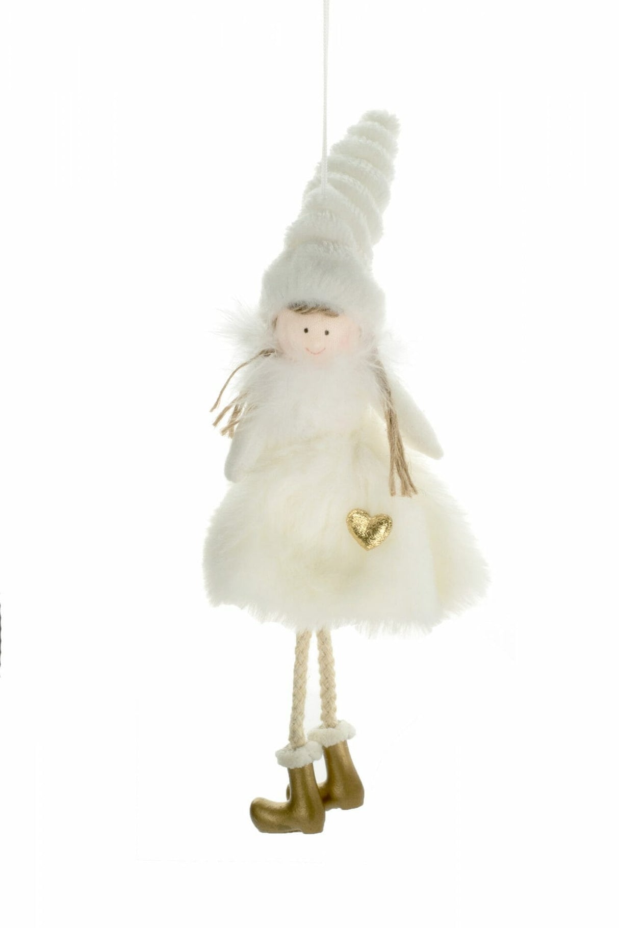 8" Ivory Cloth Standing Doll with Tall Hat
