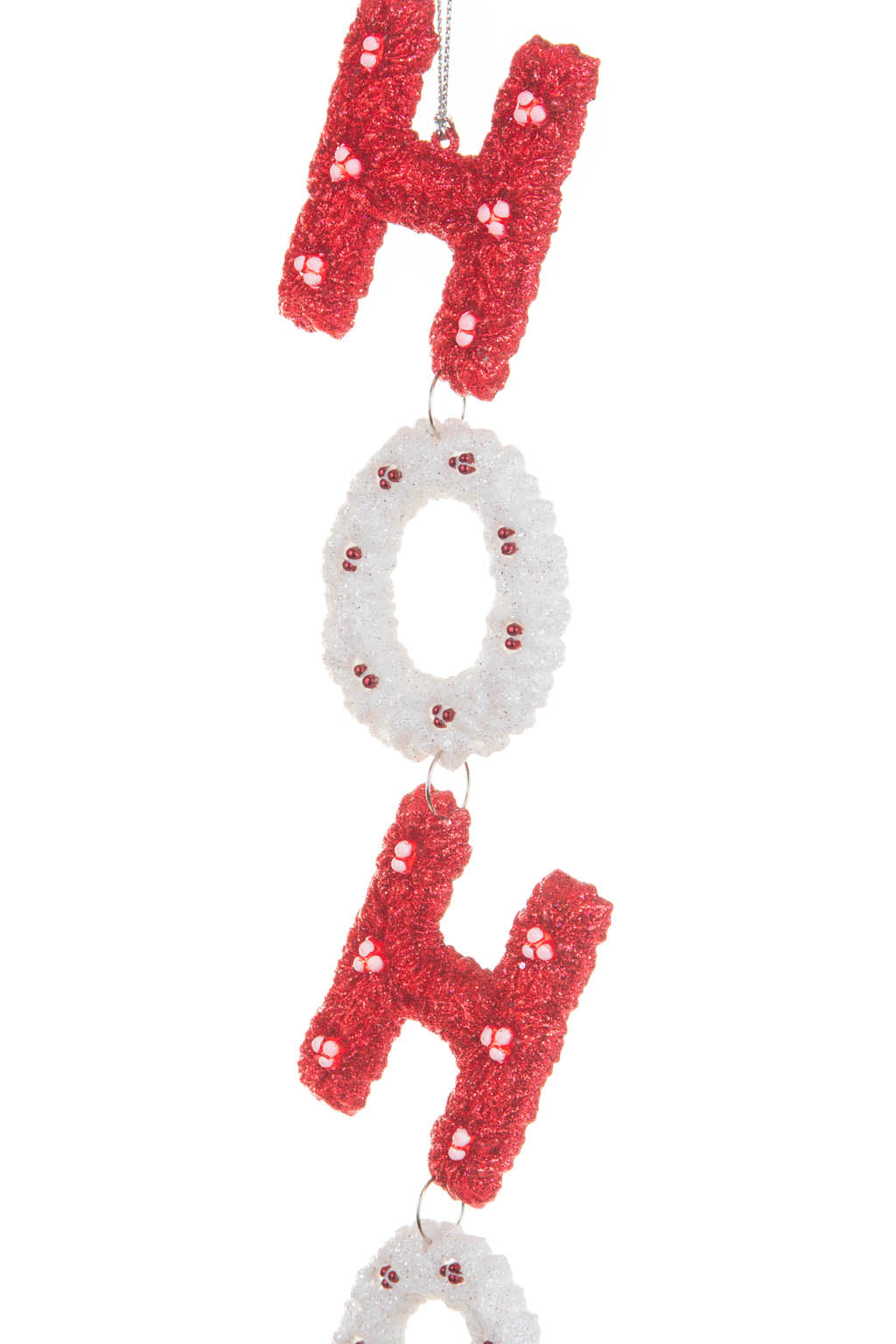 9.75" Hanging Red and White Acrylic Hoho Ornament Sign Ornament