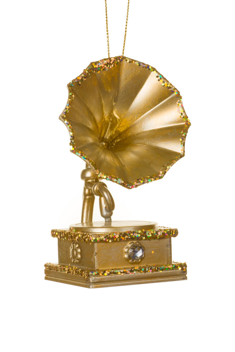 4.5"Hanging Gold Acrylic Gramophone Ornament