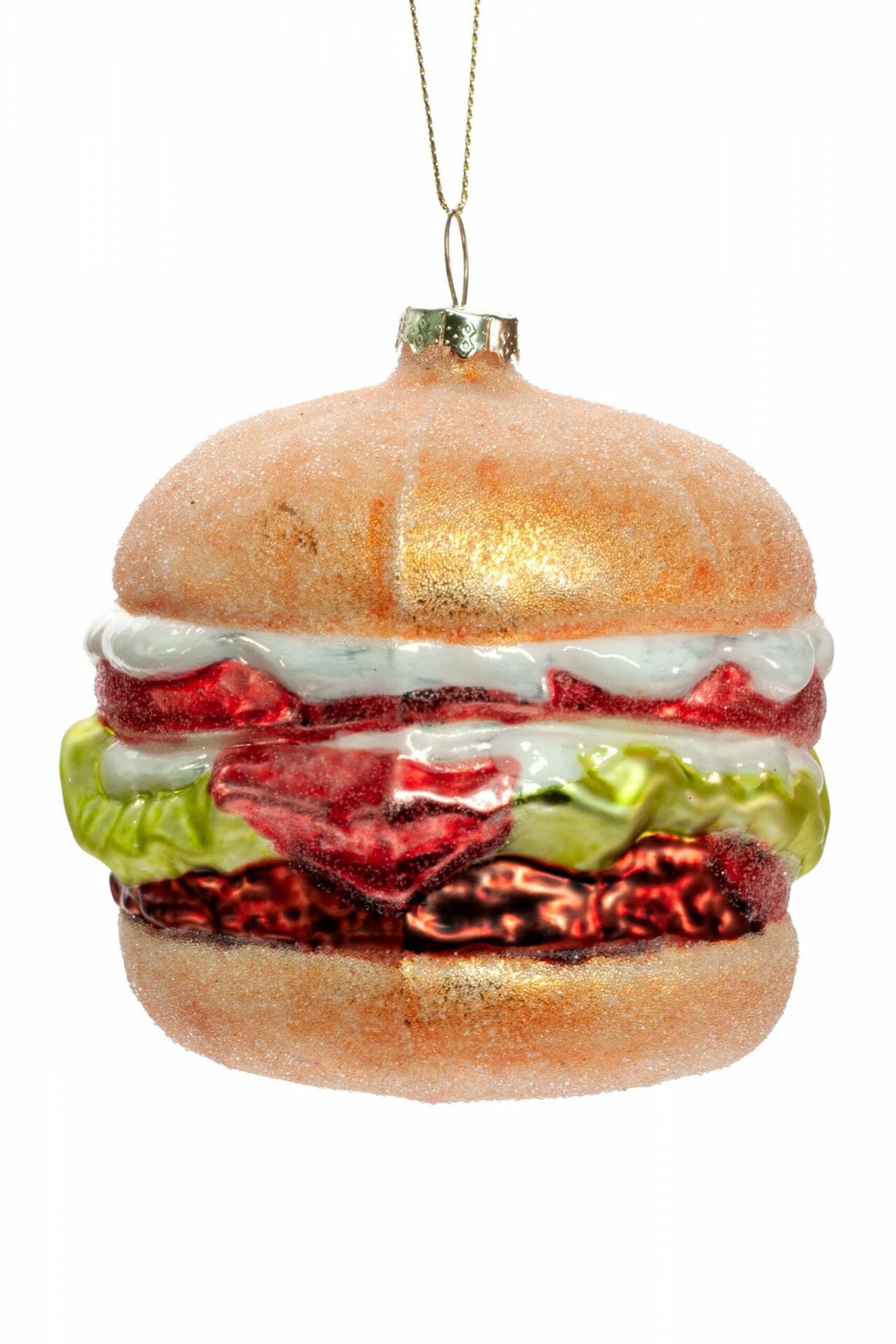 3.5" Brown and Red Glass Burger Ornament