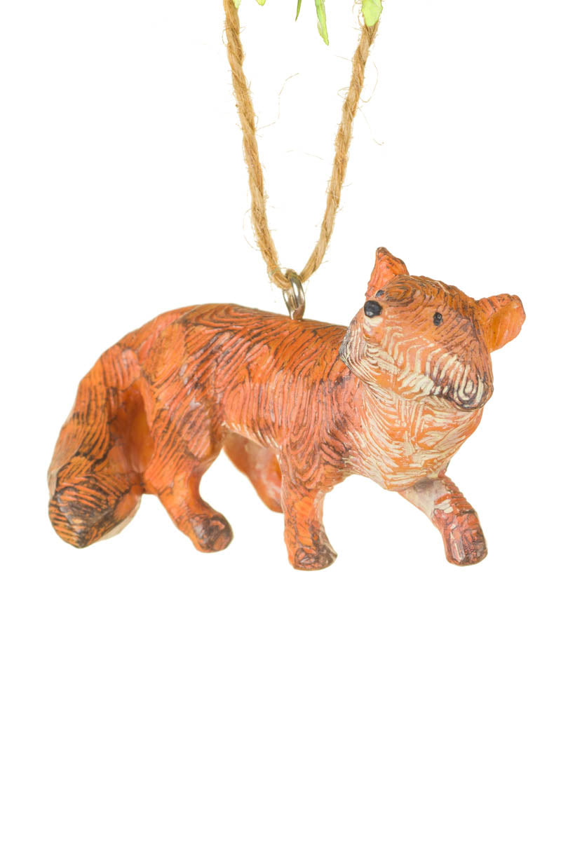3" Etched Hangable Orange Resin Fox Ornament