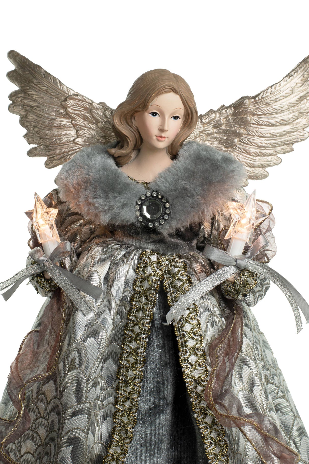 White Modern 10-Light Angel Tree topper