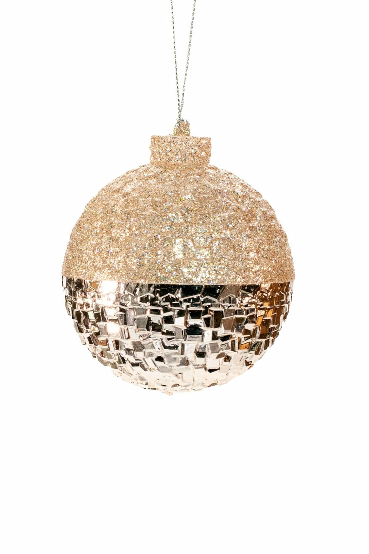 Hanging Pink Glittered Ball Ornament