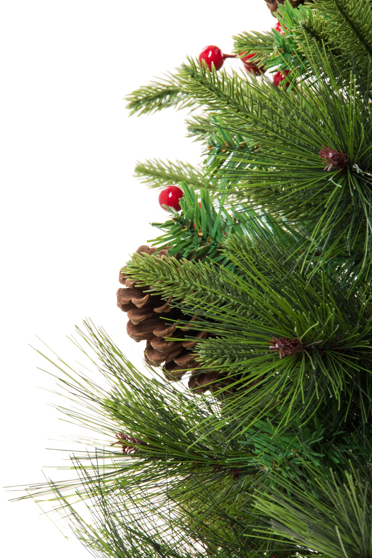 24" Green Pvc Mixed Pine Table Top Trees with Pinecones