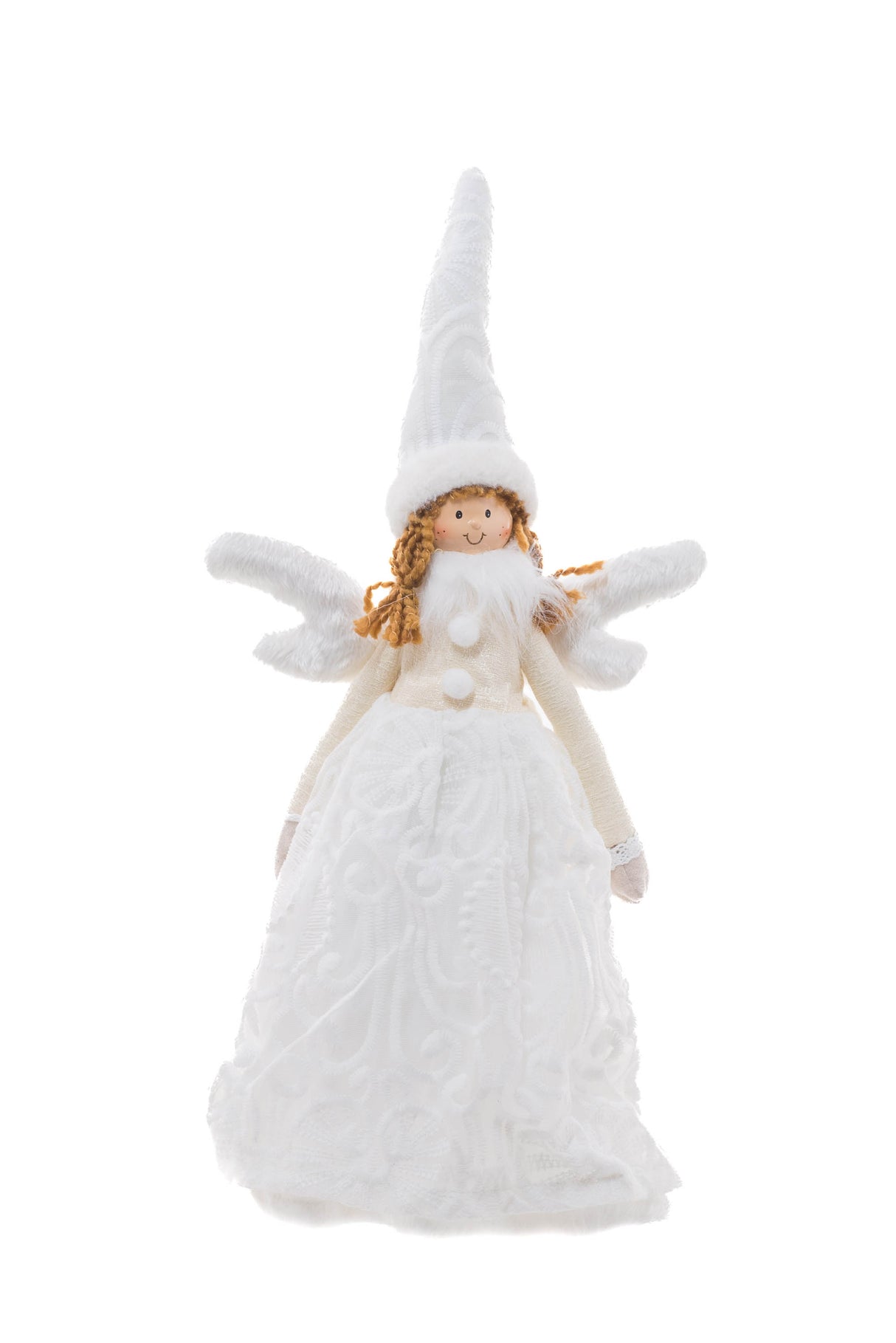 16" Sitting White Cloth Angel Girl with Wings