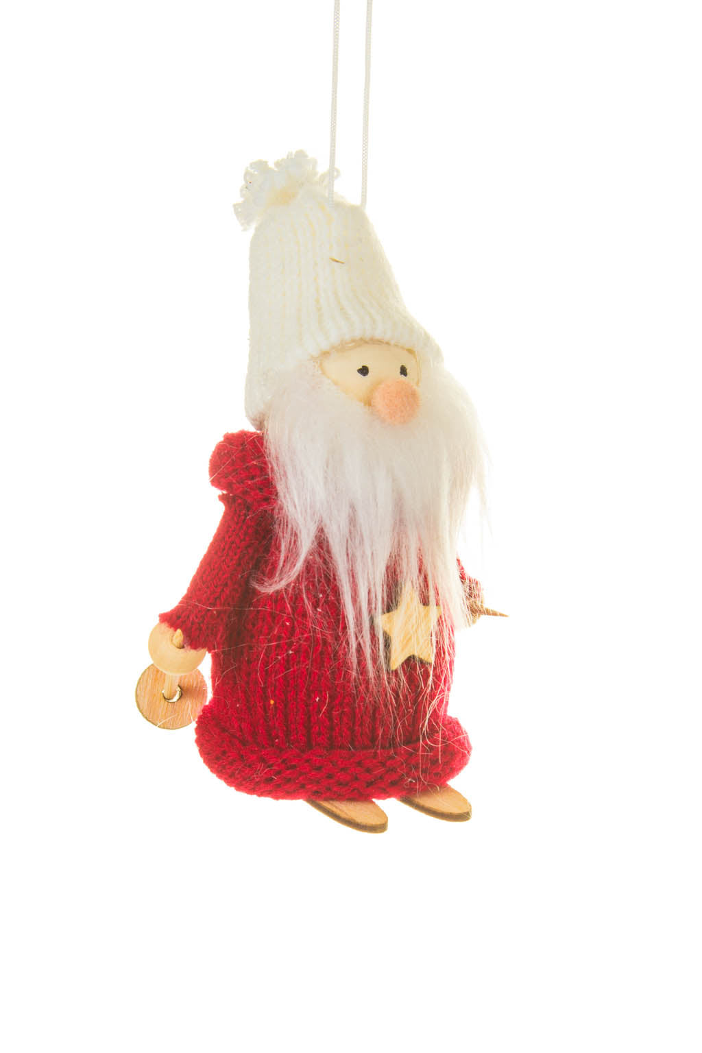 4" Hanging Burgundy Foam Skiing Santa Ornament with Star Shirt