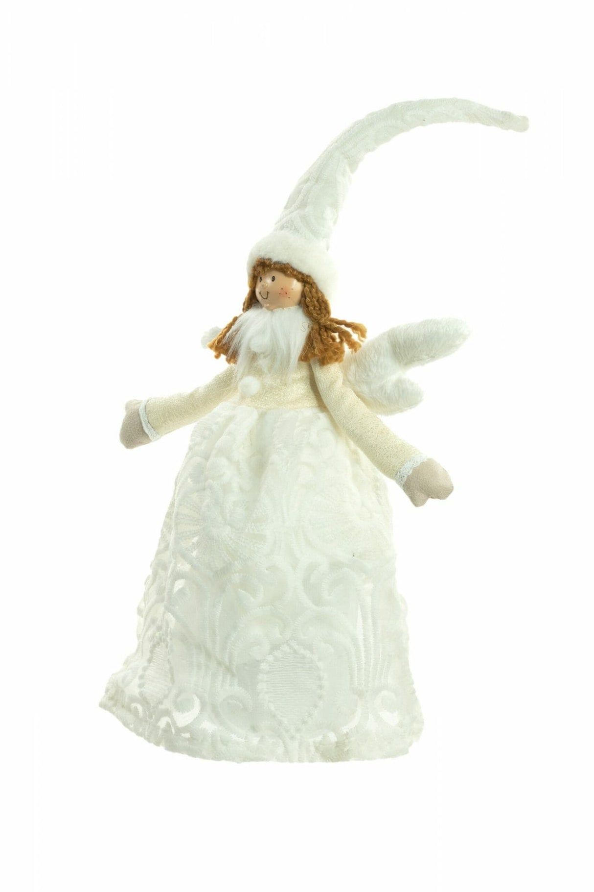 16" Sitting White Cloth Angel Girl with Wings