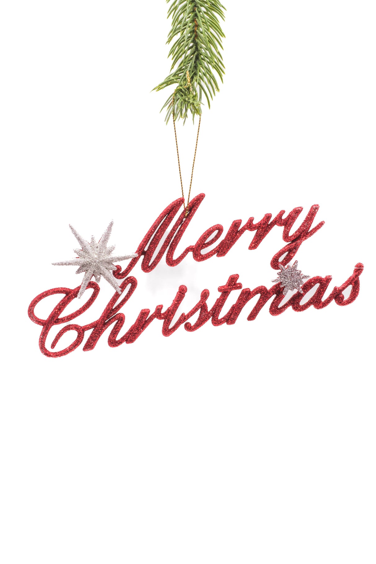 7.5" Hanging Red and White Plastic Merry Christmas Ornament