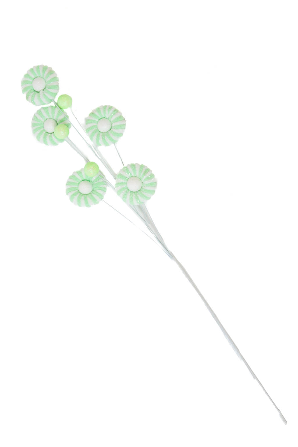 27" Green and White Cloth Tree Pick with Adjustable Wiring